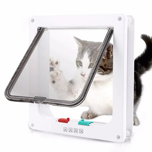 Nestify™ 4-Way Lock Pet Flap Door – ABS Plastic Door for Cats, Dogs & Kittens