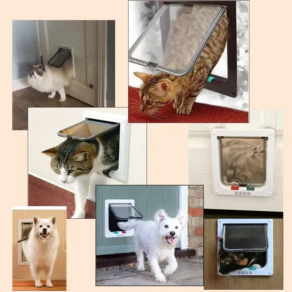 Nestify™ 4-Way Lock Pet Flap Door – ABS Plastic Door for Cats, Dogs & Kittens