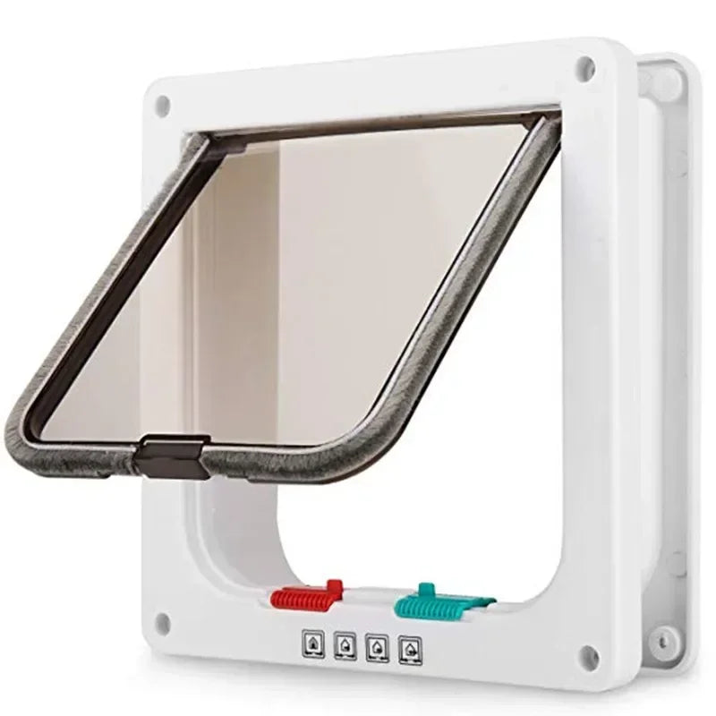 Nestify™ 4-Way Lock Pet Flap Door – ABS Plastic Door for Cats, Dogs & Kittens