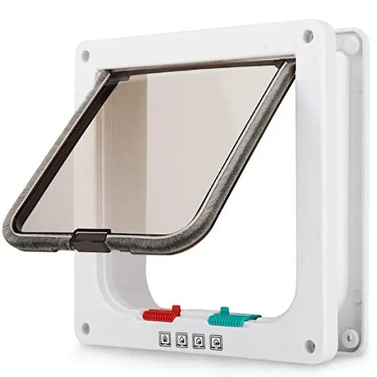 Nestify™ 4-Way Lock Pet Flap Door – ABS Plastic Door for Cats, Dogs & Kittens